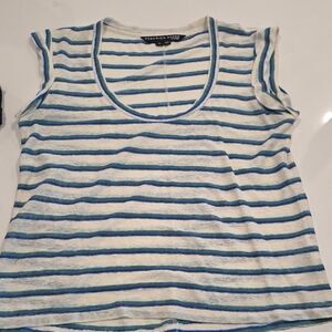 Veronica Beard Striped Blue and Cream Tee